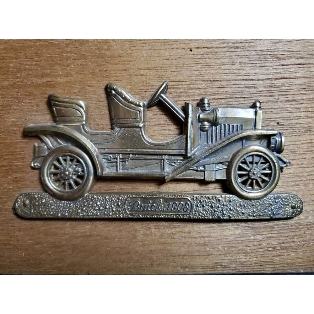 4 Vintage Framed Brass Wall Hangings Plaques Buick Chevrolet Automobiles Japan - Picture 2 of 9